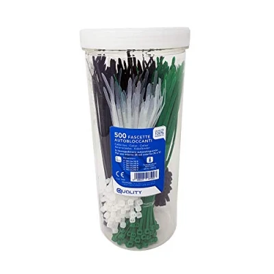 Afbeelding van Poly Pool 500 stuks kabelbinders in verschillende maten van 3,6 mm tot 200 mm, met klemdiameters 3 50 wit, zwart, groen, PP7500Q