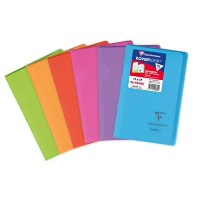 Afbeelding van Clairefontaine 941601C Koverbook notitieboek met nietjes, 11 x 17 cm, 96 pagina&#039;s, kleine ruitjes, wit papier, 90 g, omslag van polypropyleen, willekeurige kleur