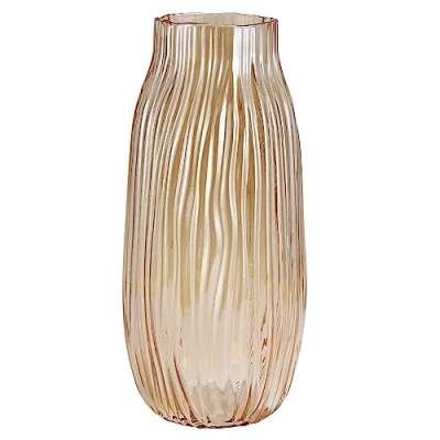 Afbeelding van Grote amberkleurige glazen vaas voor bloemen, 31 cm, decoratieve vazen thuis, tafelopzetstukken, bloemendecoratie en boerderij (bruin, cm)