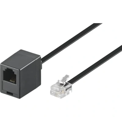 Image de goobay Rallonge de câble téléphone RJ 11 (M) pour (F) 15 m plat noir