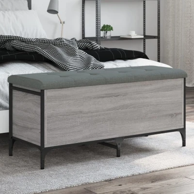 Afbeelding van Opbergbankje 102x42x45 cm bewerkt hout grijs sonoma eikenkleur