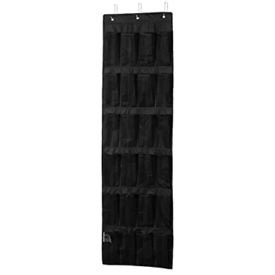 Image de Amazon Basics Rangement suspendu pour porte, 24 poches, 47 x 6,3 165 cm, noir