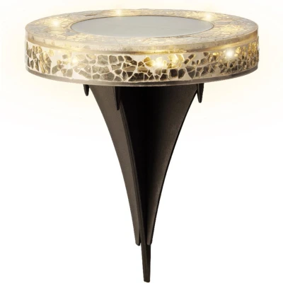 Afbeelding van Lumineo Grondspot solar tuinverlichting mozaiek grijs D12 x H13 cm prikspot