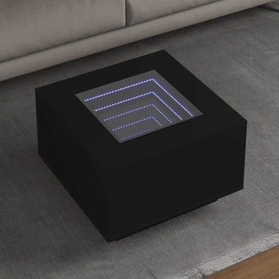Afbeelding van Salontafel met LED 60x60x40 cm bewerkt hout zwart