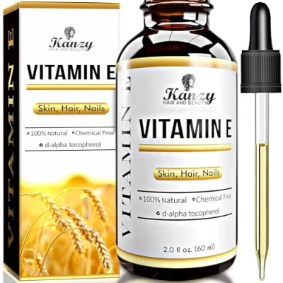 Afbeelding van Kanzy Vitamine E olie voor gezicht, cosmetisch, d alfa tocoferol, 100% natuurlijk, haar, gezicht en lichaam, anti aging, rimpel, 60 ml