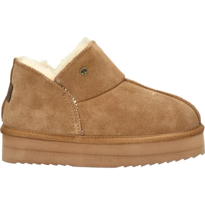 Afbeelding van Warmbat Australia Willow Plateau Pantoffels, Dames, Maat: 37, Cognac Veloursleer