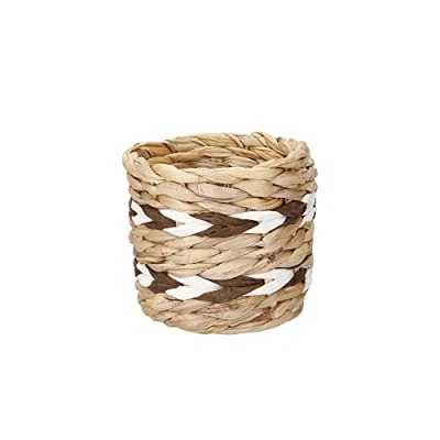 Afbeelding van KitchenCraft Plantenbak van natuurlijke waterhyacint met strepenpatroon, 11,5 x 11 cm