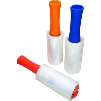 Afbeelding van 3x Stretchfolie Wikkelfolie Handvat Afroller 750 cm x 14 Transparant