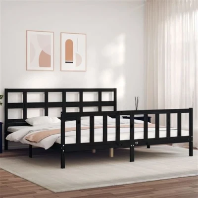 Image de vidaXL Cadre de lit sans matelas noir 200x200 cm bois massif pin3193100