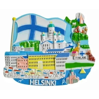 Afbeelding van Helsinki Finland 3D koelkastmagneet reisherinnering geschenk collectie huis keuken decoratie magnetische sticker