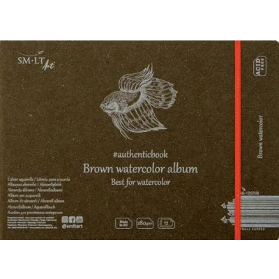 Afbeelding van SMLT Album Aquarel 24,5x17,6 cm 280gr 12 vel Bruin.