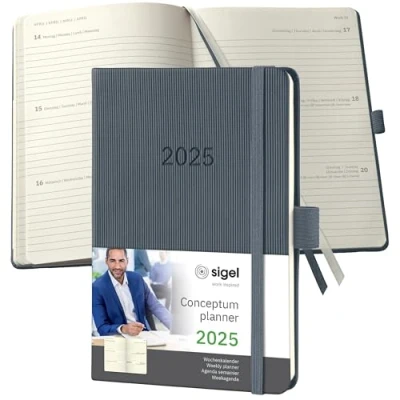 Afbeelding van Weekagenda Conceptum A6 2025 (NL/FR/EN/DU) dark Grey Hardcover