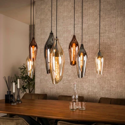 Afbeelding van Carmen hanglamp 4+3 cocoon mix glas zwart