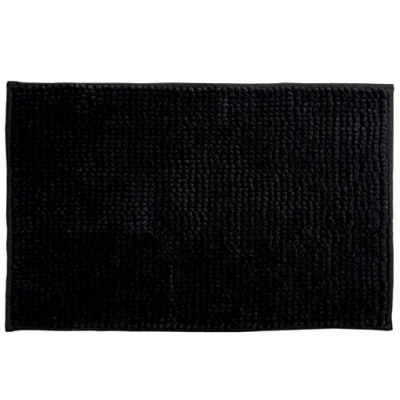Image de MSV Tapis de bain en chenille à poils longs, 50 x 80 cm, noir