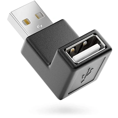 Afbeelding van deleyCON USB 2.0 hoekadapter 90 één stekker naar stopcontact compatibel met alle kabels