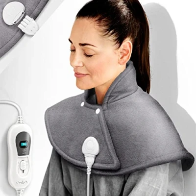 Afbeelding van Sinnlein warmtecape Warmtekussen elektrisch beige voor schouder, nek en rug Verwarmde cape met 3 temperatuurstanden &amp; automatische uitschakeling 100W