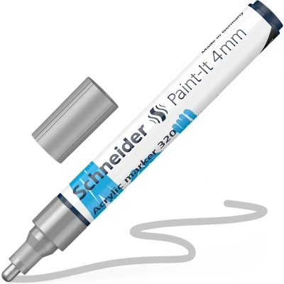 Afbeelding van Acryl Marker Schneider Paint it 320 4mm zilver