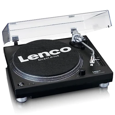 Afbeelding van Lenco L 3809 Black Direct aangedreven Platenspeler met USB/PC encoding Zwart Silver