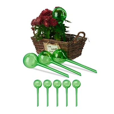 Afbeelding van Relaxdays waterdruppelaar set van 9 watergeefsysteem kamerplanten waterbol plastic groen