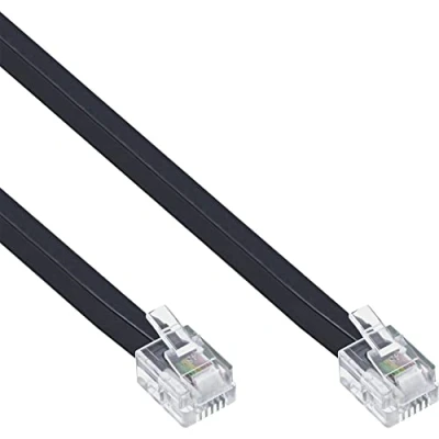 Afbeelding van InLine 18848 telefoonkabel 1 m zwart (1 m, RJ12, zwart, mannelijke connector/mannelijke connector)