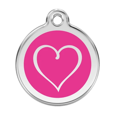 Afbeelding van Tribal Heart Hot Pink roestvrijstalen hondenpenning large/groot dia. 3,8 cm RedDingo