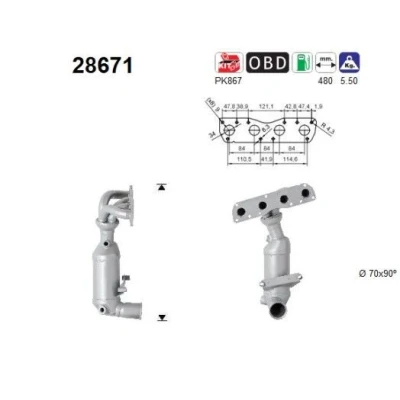 Afbeelding van Katalysator AS 28671, voor o.a. CITROËN, PEUGEOT, MINI