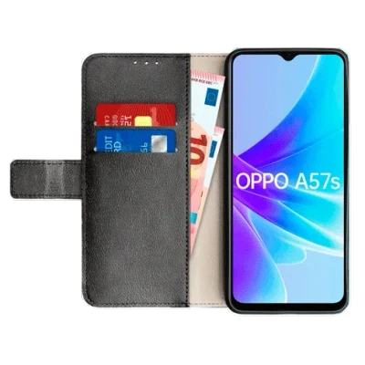 Afbeelding van Just in Case PU leer Book Zwart OPPO A57s
