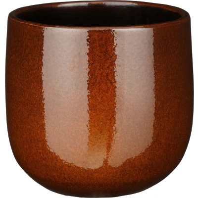 Afbeelding van Mica Decorations Plantenpot keramiek bruin glans D21 H19 cm