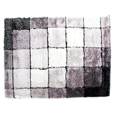 Afbeelding van Tapijt DKD Home Decor Zwart Polyester Wit Ruiten 120 x 180 2 cm