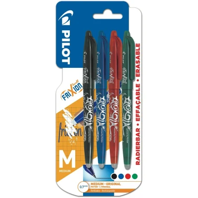 Afbeelding van Pilot intrekbare roller FriXion Ball Clicker, medium punt, 0,7 mm, blister met 4 stuks gelroller