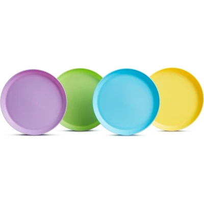 Afbeelding van Munchkin Multi Gekleurde Bordjes voor Kinderen Vrolijke Kleurtjes Magnetron en Vaatwasserbestendig Per 4 Stuks