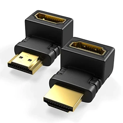 Afbeelding van RedStar24 2 x HDMI adapter 90 graden gebogen en 270 hoek type A vrouwelijk mannelijk stekker vergulde contacten 4K Ultra HD UHD 3D Full 1080p HDR ARC