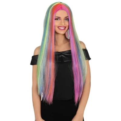 Afbeelding van Fiestas Guirca Regenboog pruik Carnaval accessoires Pruiken