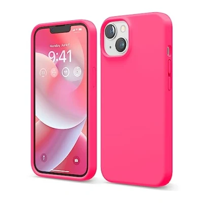 Afbeelding van Elago siliconen hoesje compatibel met iPhone 14 Pro (6,1 inch), beschermhoes, volledige bescherming, schokbestendig, 4 structuren, zachte microvezel, voorkomt krassen