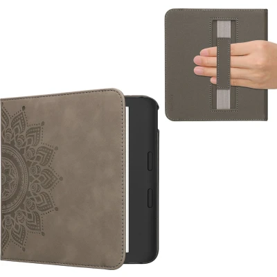 Afbeelding van kwmobile ereader hoesje van kunstleer geschikt voor Kobo Libra Colour Met magneetsluiting In grijs Opkomende Zon design