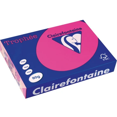 Afbeelding van Clairefontaine Trophée Intens, gekleurd papier, A4, 80 g, 500 vel, fluo roze papier