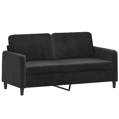 Image de vidaXL Canapé à 2 places Noir 140 cm Velours359308