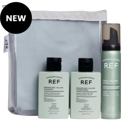 Afbeelding van REF Stockholm Weightless Volume Pakket Futloos haar Zomerpakket Vakantiepakket Reisverpakkingen Shampoo Conditioner Fiber Mousse