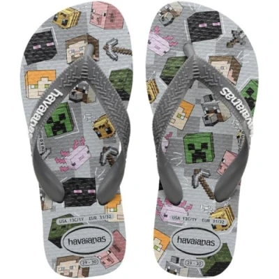 Afbeelding van Havaianas Kids Minecraft slipper met logo in de kleur Grijs, maat: 23/24