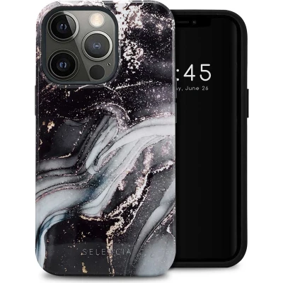 Afbeelding van Selencia Hoesje Geschikt voor iPhone 13 Pro Vivid Backcover Chic Marble Black