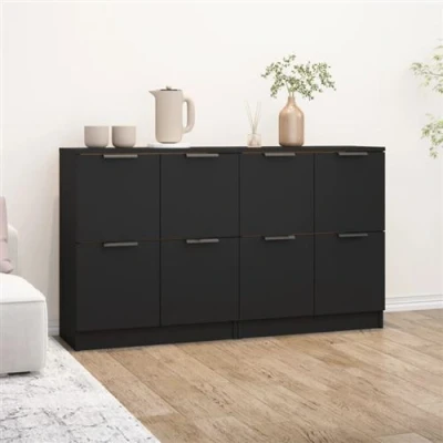Afbeelding van vidaXL Dressoirs 2 st 60x30x70 cm bewerkt hout zwart