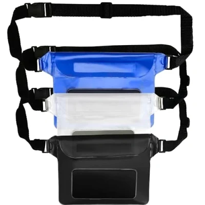 Afbeelding van Belle Vous 3 Pak Waterdichte Telefoon Zakjes Unisex/Universele Bescherm Droog met Taille Straps Onderwater Fanny Packs voor Zwemmen, Boot, Strand, Kajakken, Wandelen &amp; Vissen