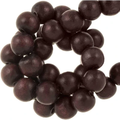 Afbeelding van Houten Kralen Vintage Look (12 mm) Burgundy Brown (70 stuks) Dreambeads