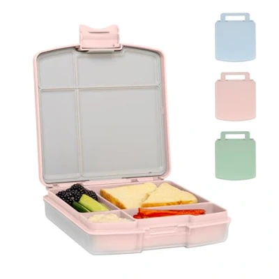 Afbeelding van Ubbi Bento lunchbox voor kinderen met 4 vakken, BPA vrij, lekvrij, vaatwasmachinebestendig, lunchbox, lichtroze