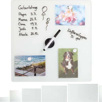Afbeelding van Relaxdays glassboard glas magneetbord whiteboard memobord prikbord wit 40 x cm