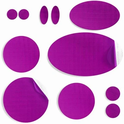 Afbeelding van aZengear Donsjack Reparatiepatches Voorgesneden, zelfklevend, waterdicht, scheurvast nylon voor het bevestigen van gaten in kleding (11 stuks, donkerpaars)