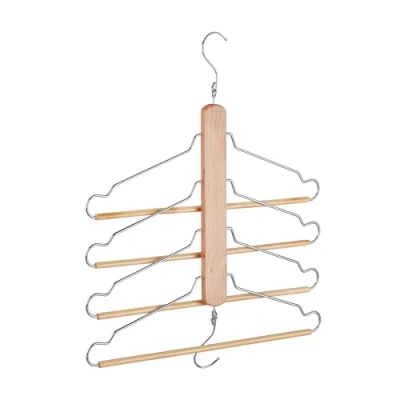 Afbeelding van Relaxdays meervoudige kledinghanger 4 kledinghangers ruimtebesparende hanger bruin Pak van 1