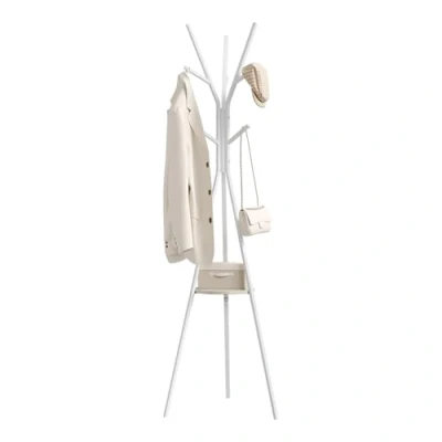 Afbeelding van Rootz Kapstok Kledingstandaard Halhanger Kledingorganizer Kledinghouder Garderobestandaard Wit 45,5x45,5x180 cm
