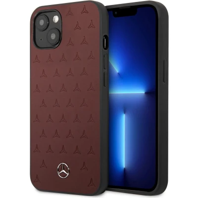 Afbeelding van Mercedes Benz Stars Leather Back Case Geschikt voor Apple iPhone 13 (6.1&quot;) Rood
