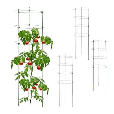 Afbeelding van Relaxdays tomatensteun metaal set van 4 91 cm plantensteun klimplanten rond